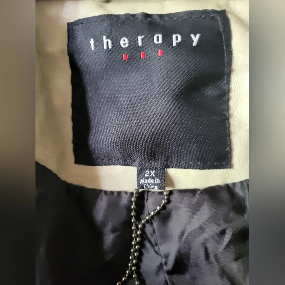 THERAPY Beige Jacket Winter Faux Leather Lined Comfy 2x Plus - Picture 9 of 14